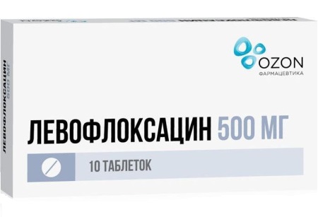 Левофлоксацин табл. п.п.о. 500мг №10 Озон ООО