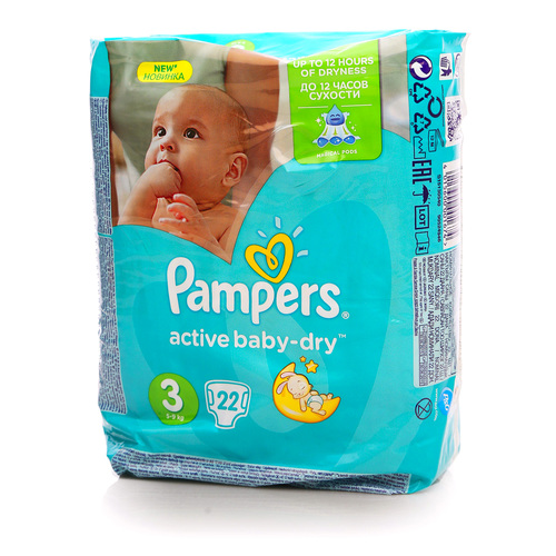 Памперс (Pampers) Active Baby-Dry подгузники д/детей  5-9кг р.3 №22