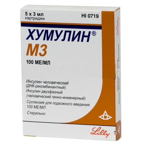 Хумулин М3 суспензия для подкожного введения 100МЕ/мл 3мл №5