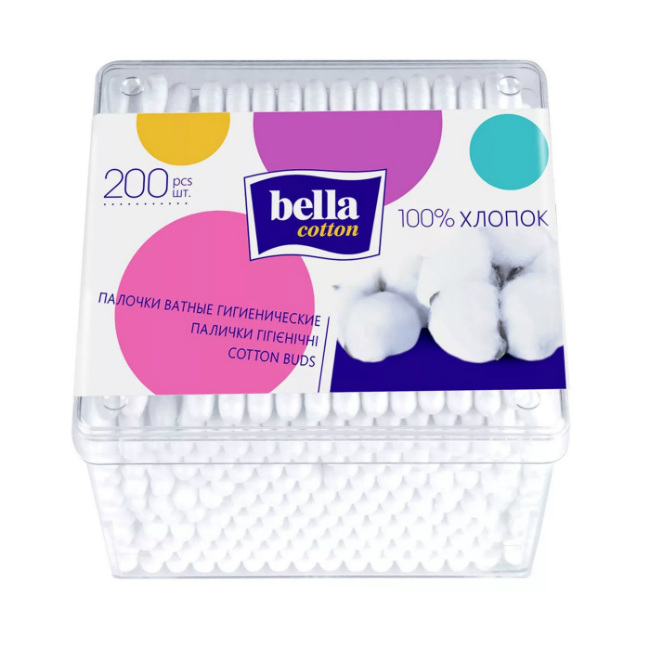 Белла (Bella) Cotton ватн палочки №200 квадратная упаковка