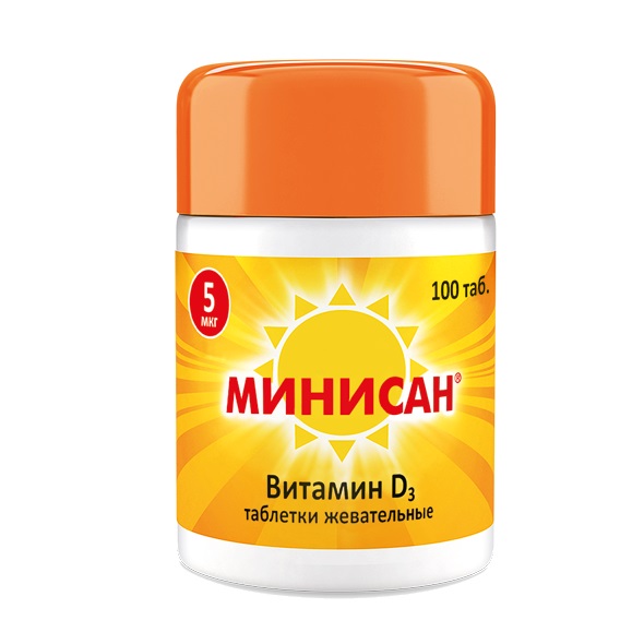 Минисан Витамин D3 таблетки 120 мг, 100 шт. Верман