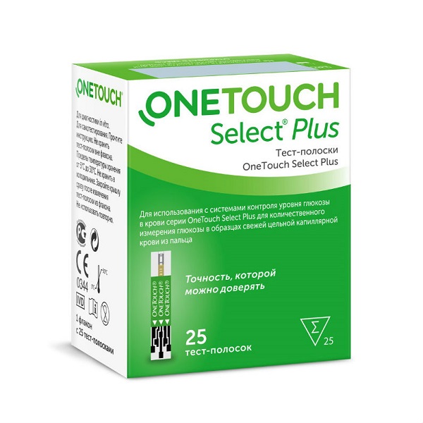 Ван Тач (One Touch) Select Plus Тест-полоски д/глюкометра №25