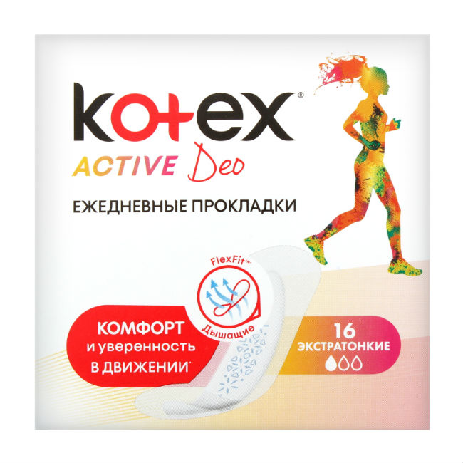 Котекс (Kotex) Active Deo прокладки ежедн №16 экстра тонкие