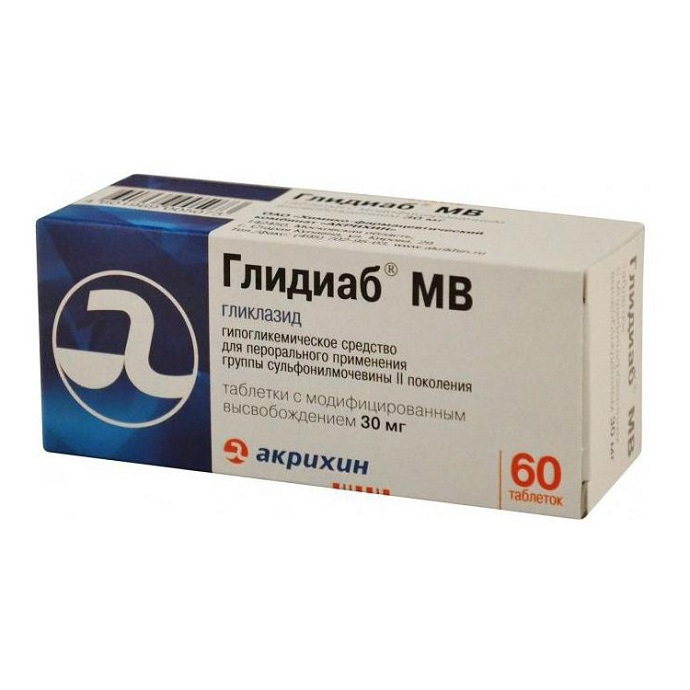 Глидиаб МВ таблетки с модифицированным высвобождением 30мг №60