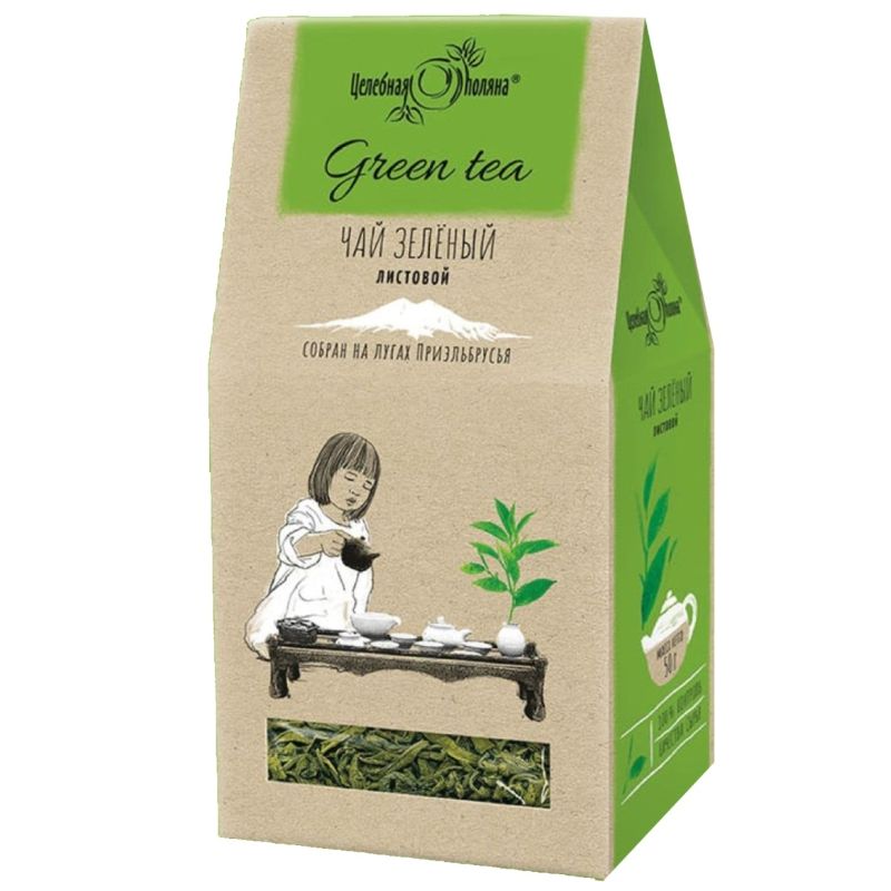 Целебная поляна чай зеленый листовой 50г