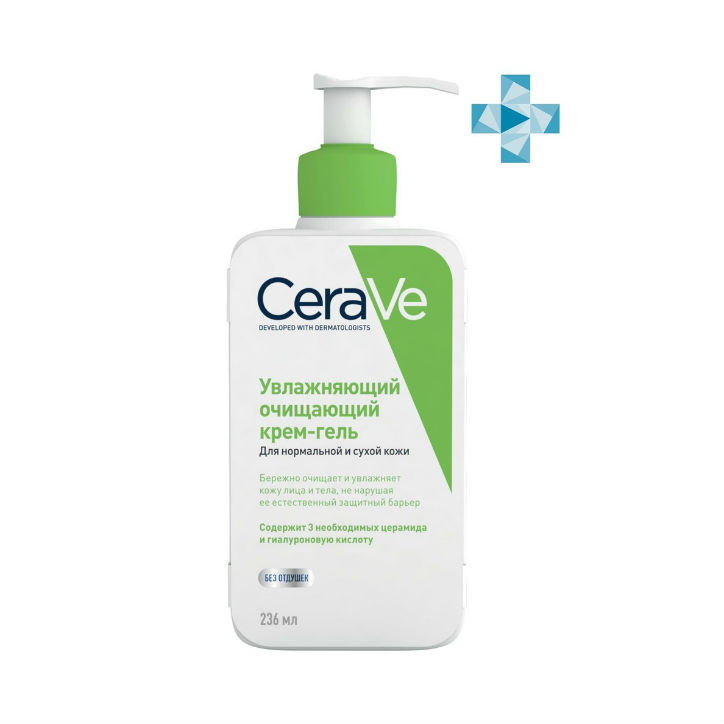 ЦераВе (CeraVe) Крем-гель увлажняющ очищающ д/лица и тела 236мл д/норм и сух кожи