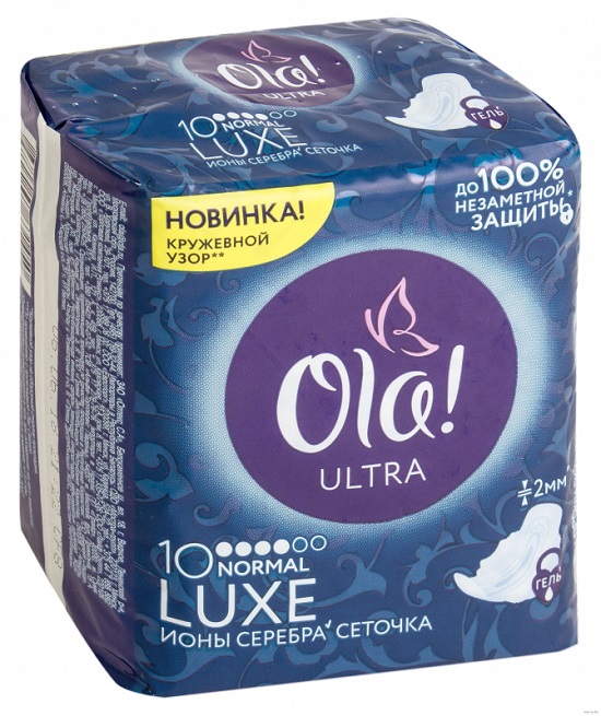 Ола (Ola) Ultra Luxe Normal ультратонкие прокладки гигиен №10 ионы серебра