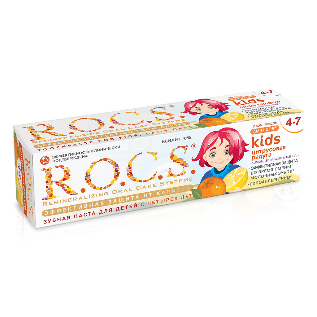 Рокс (R.O.C.S.) Kids 4-7лет з/паста 45г цитрусовая радуга