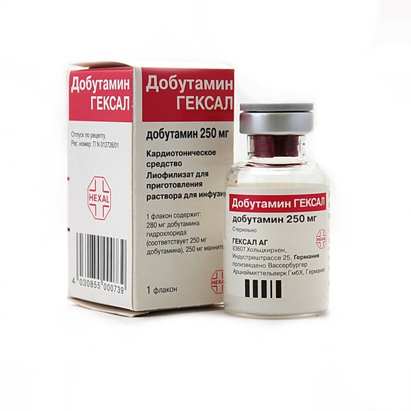 Добутамин Гексал лиофилизат д/приг.р-ра для инфузий 250 мг флакон Вассербургер Арцнеймиттельверк Гмб