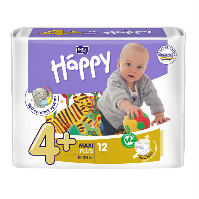 Белла (Bella) Baby Happy Maxi plus подгузники р.4+ №12 9-20кг