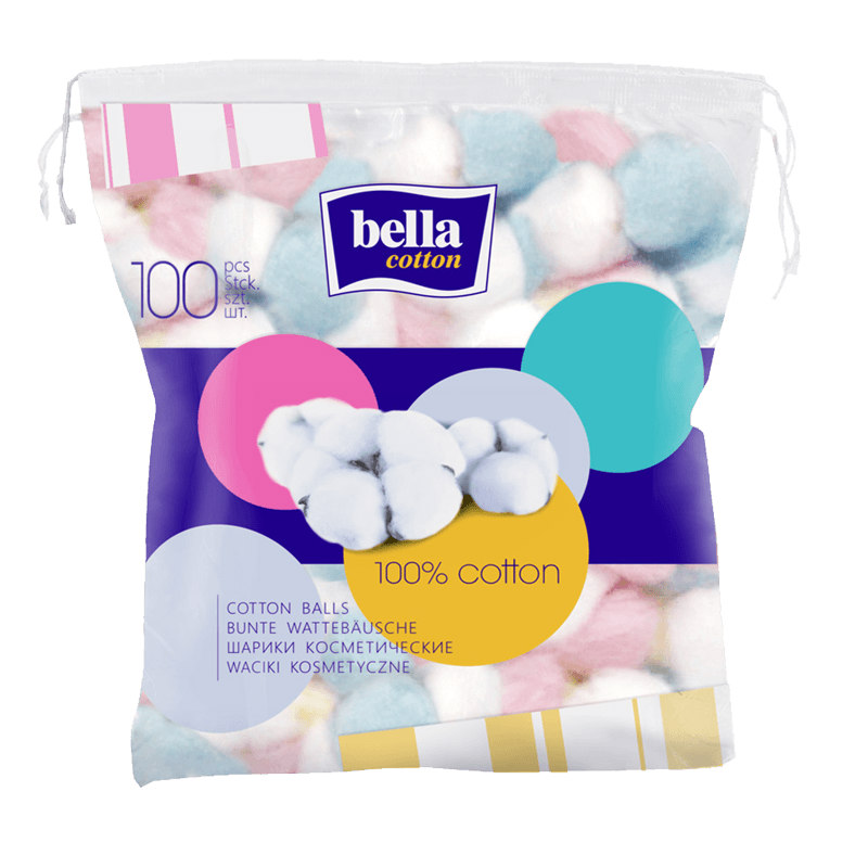 Белла (Bella) Cotton Ватные шарики №100 цветные