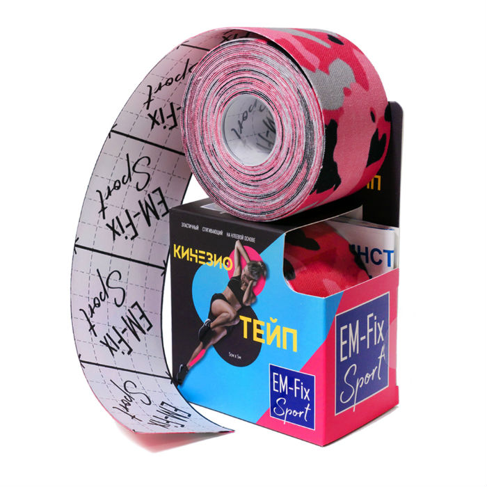 Бинт эласт Кинезио-Тейп Кинексиб Про 5смX5м с усиленной фикс розовый Textil Industries