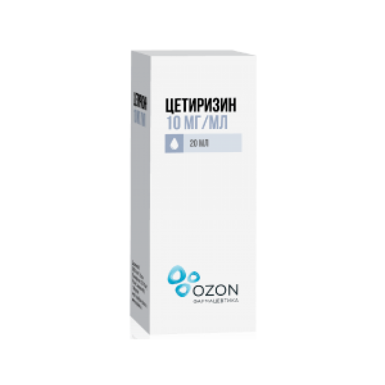 Цетиризин капли для приема внутрь 10мг/мл 20мл Озон