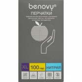 Перчатки нитриловые BENOVY смотровые неопудренные текстурир. нестерильные р.XL №50